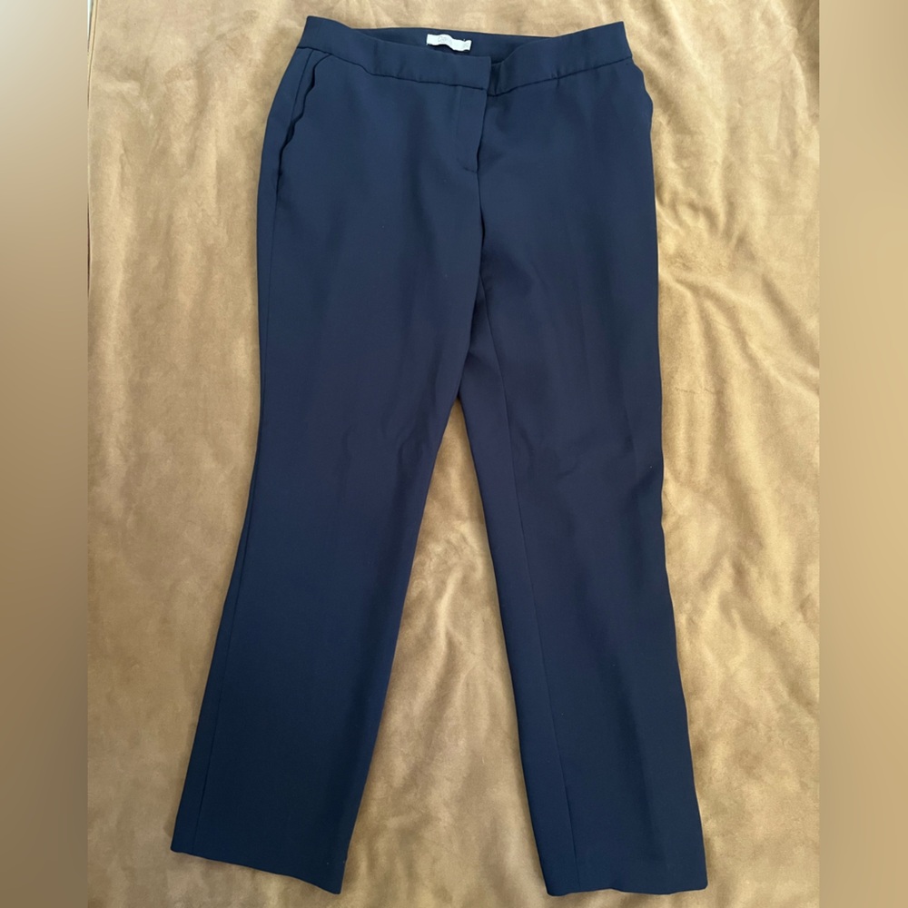 Dalia Navy Slim Pants w/ Scalloped Pockets